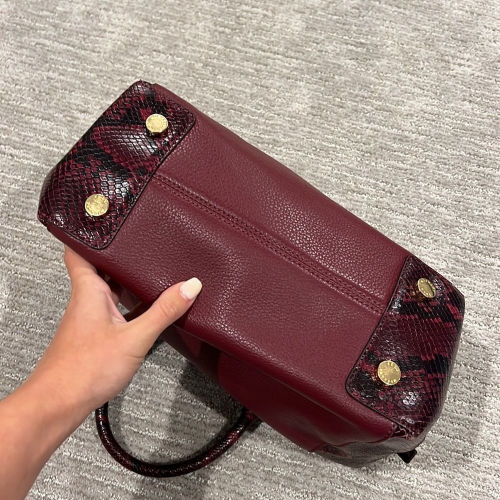 MICHAEL Michael Kors Riley Python-Embossed Satchel Bag in Merlot - Picture 11 of 16